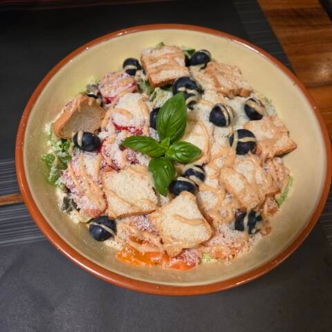 Caesar with Grilled Salmon and Tuna